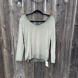 Free for Humanity Dusty Olive Green Long Sleeve with Metallic Neckline accent M